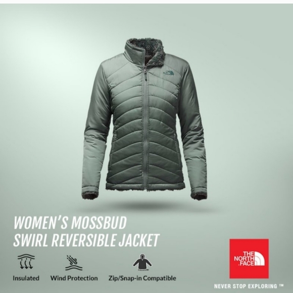 LIKE NEW The North Face Women's Puffer Jacket Dark Green XS Reversible Faux Fur - Picture 3 of 9